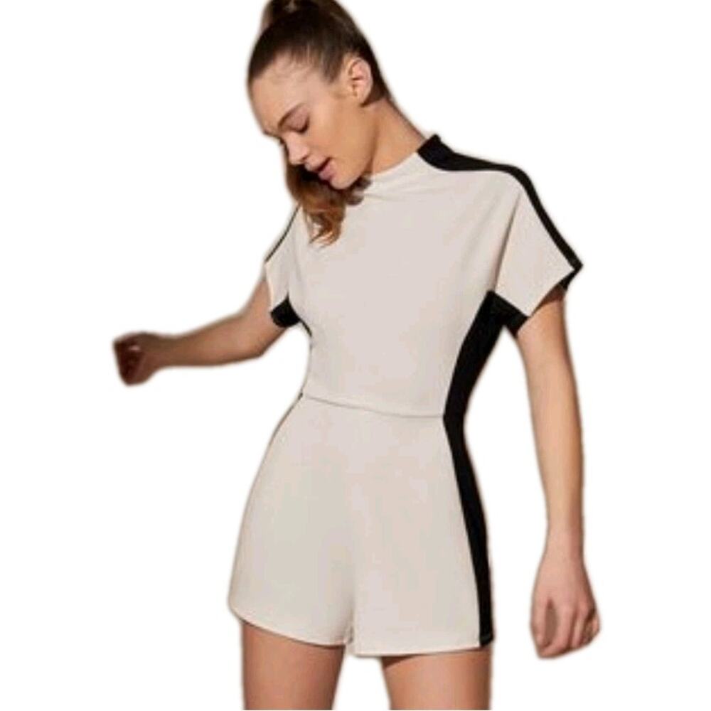 Urban Outfitters Playsuit Romper Womens Size M White Black Y2K Athleisure Retro